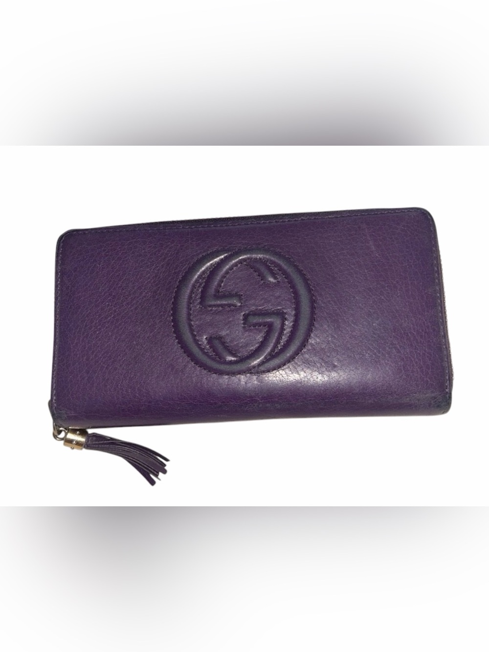 Gucci Purple Embossed Leather Zip Wallet - Picture 4 of 9